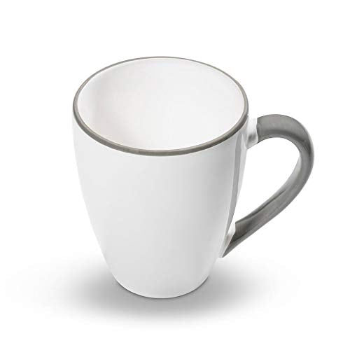 GMUNDNER KERAMIK Breakfast Mug Max capacity: 0.3 liters Grey rim Tableware, handmade in Austria on sale