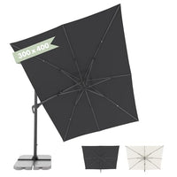 Thumbnail for Doppler large cantilever umbrella Jack 400x300cm natural I Parasol for terrace I Cantilever umbrella foldable I Crank umbrella UV-resistant made of aluminum I Multifunctional cantilever umbrella on sale