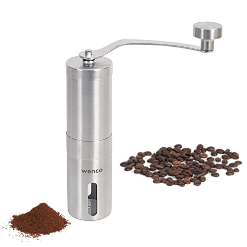 wenco Premium Kaffeemühle, Manuell, Verwendbar als Espressomühle und Coffee Grinder, Verstellbarer Mahlgrad, 16,5 x 4,5 x 22 cm, Edelstahl, Silber im Sale