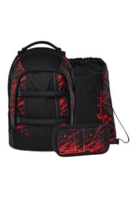 Thumbnail for satch pack school backpack set 3 pieces from 5th grade ergonomic 30L storage space with pencil case sports bag Night Rider Set - Black on sale