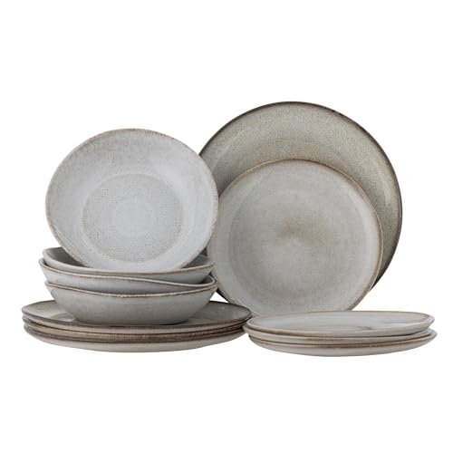 Bloomingville Sandrine Geschirrset, Natur, Steingut, T:T28,5x/T:T22xH2/B:T22xH5cm,5, Set mit 4x3 Stück, 450 ml im Sale