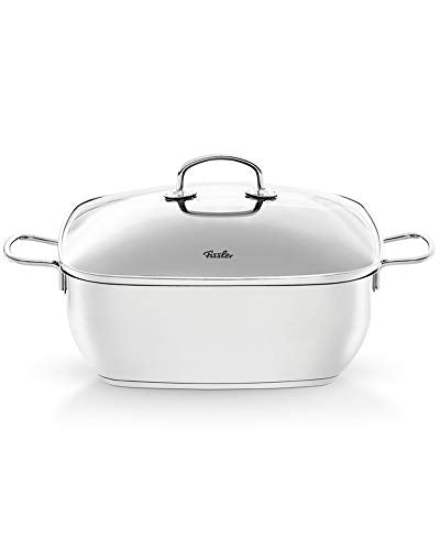 Fissler Secural/Stainless steel roaster, coated (6.5 - Ø 28 cm) rectangular casserole dish with glass lid, oven-safe - induction on sale