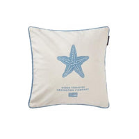 Thumbnail for LEXINGTON Sea Embroidered Recycled Cotton Pillow Cover, White/Blue, 50x50 on sale