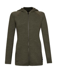 Thumbnail for Dilling Damen Kapuzenjacke aus Merino Wollfrottee - Dunkelgrün meliert 46 im Sale