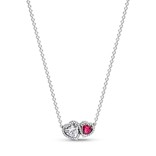 PANDORA PandoraTimeless Strahlenkranz Herzen Anhänger-Halskette aus Sterling Silber mit Zirkonia, 45cm, 393632C01-45 im Sale