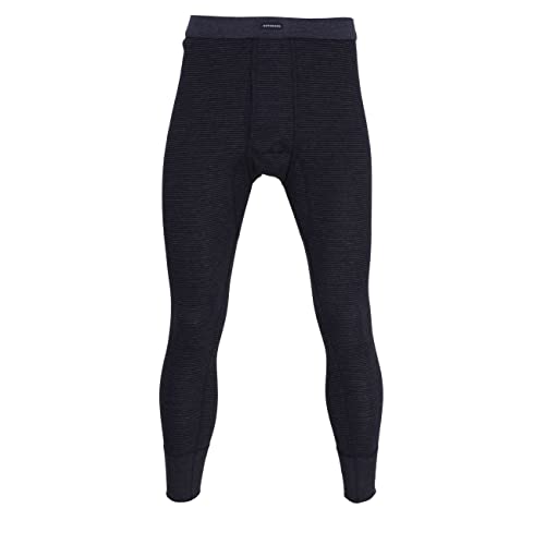 Götzburg Herren Lange Unterhose, Baumwolle, Feinripp, blau, gestreift, mit Bündchen, offener Eingriff (Marine-Jeans-Melange) 9 im Sale