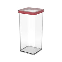 Thumbnail for Rotho Loft square storage container 1.5l with lid and seal, plastic (SAN) BPA-free, transparent/red, 1.5l (10.0 x 10.0 x 21.4 cm) on sale