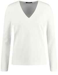Thumbnail for Taifun Damen Langarmshirt aus Struktur-Jersey Langarm unifarben Offwhite 40 im Sale