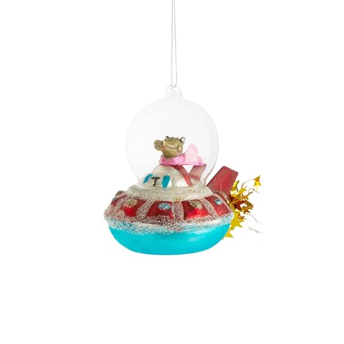 BUTLERS Weihnachtsbaumkugel Krokodil im Raumschiff Christbaumschmuck Glas Blau -Hang ON- Weihnachten Baumkugeln Space-Kroko Figur Anhänger | Tannenbaum Deko & Weihnachtsdeko im Sale