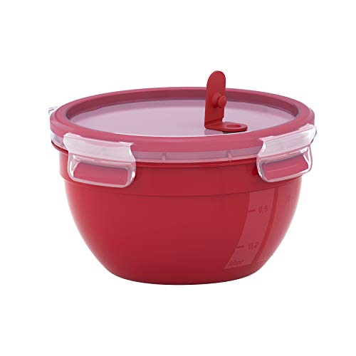 Emsa Mikrowellendose Clip & Micro N10606 | Mikrowellenventil | 2,6 | Rund | Lunchbox | Integrierte Maßeinteilung | Made In Germany | Rot/ Transparent im Sale