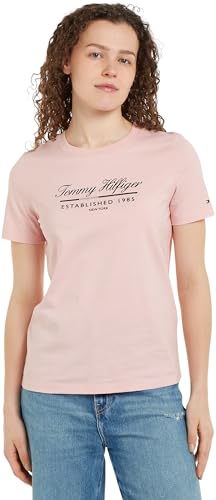 Tommy Hilfiger REG Script Graphic C-NK SS Langarmhemd Damen, Rosa (Delicate Pink), im Sale