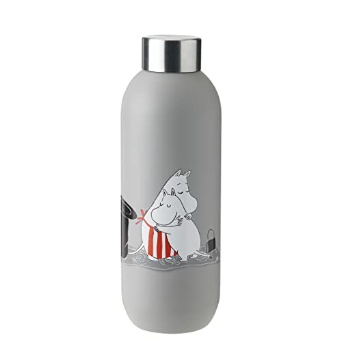 Stelton Thermosflasche Keep Cool - Thermo-Trinkflasche - Doppelwandige Isolierkanne - Moderner Design-Thermobecher für Wasser, heiße & kalte Getränke, Kaffee, Tee - 0,75 Liter, Hellgrau/Moomin im Sale