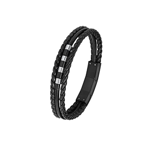 s.Oliver Armband Edelstahl Leder Jungen Kinder Armschmuck, 16,5+1,5 cm, Bicolor, Kommt in Schmuck Geschenk Box, im Sale
