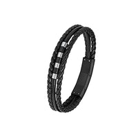 Thumbnail for s.Oliver Armband Edelstahl Leder Jungen Kinder Armschmuck, 16,5+1,5 cm, Bicolor, Kommt in Schmuck Geschenk Box, im Sale