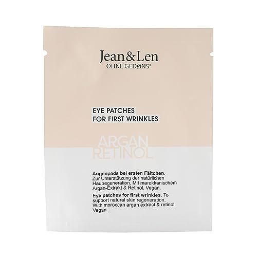Jean &amp; Len Regenerating Eye Pads Argan Oil &amp; Retinol, for the first signs of wrinkles, biocellulose pads, provide intensive moisture, without parabens &amp; silicones, vegan, 1 x 2 pieces on sale