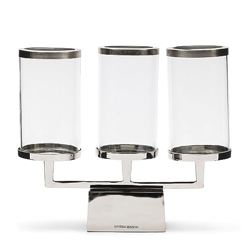 Riviera Maison Lantern Transparent, Large Candle Holder, 3 Candles, Pillar Candles - RM Verona Hurricane - Aluminum - (LxWxH) 37.5x11x31 on Sale