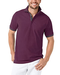 Thumbnail for CLINIC DRESS Shirt Polo Herren 1/2 Arm - Regular Fit Polokragen 95% Baumwolle mit Stretch, für Pfleger, Ärzte und Pflegepersonal Pflaume/dunkelgrau Melange im Sale