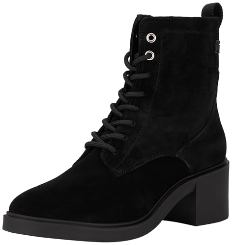 Tommy Hilfiger SUEDE MID HEEL LACEUP LOGOTAPE ( Stiefeletten Damen, Schwarz (Black), 41 EU im Sale