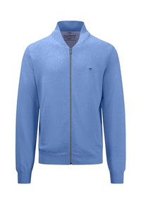 Thumbnail for FYNCH-HATTON Men's Fine Knit Cardigan with College Collar, Crystal Blue, 3 on Sale