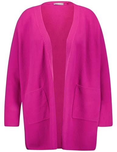 Samoon Damen Kuscheliger Long-Cardigan Langarm, überschnittene Schultern unifarben Bright Amazing Pink 46 im Sale