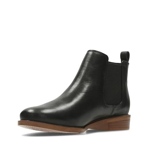 Clarks Damen Taylor Shine Chelsea Boots, Schwarz Black Leather, 41.5 EU im Sale