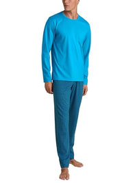 Thumbnail for CALIDA Relax Imprint Pyjama, lang Herren, aus 100% Baumwolle, Hose mit stoffbezogenem Gummibund im Sale