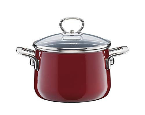 Riess, 0703-008, Fleischtopf mit Glasdeckel, NOUVELLE, ROSSO EXTRA STARK, Durchmessser 20 cm, Höhe 21,3 cm, Inhalt 4 Liter, Emaille, Induktion im Sale