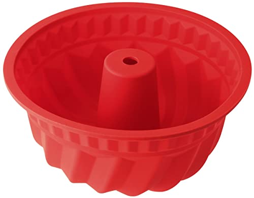 Dr. Oetker 1269 Gugelhupfform Ø 22 cm Flexxibel, Backform für Gugelhupf aus Silikon, Bundform für eindrucksvolle Kreationen, hochwertige Silikon-Kuchenform, Menge: 1 Stück, Rot im Sale