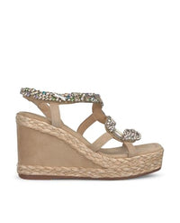 Thumbnail for Alma en Pena V240977 Snakeskin Wedge Sandal, Suede, Black, 35 EU on Sale