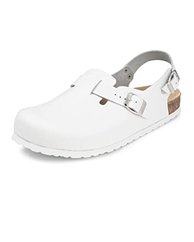 VITAFORM Clogs Damen Weiß - Made in Germany - Krankenhaus Schuhe Damen - Perfekte Pantolette für medizinische Berufe - Sicherer Halt Dank Fesselriemen im Sale