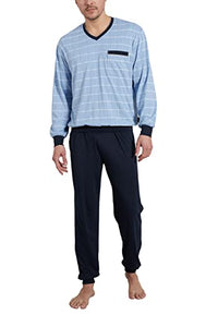 Thumbnail for Götzburg Herren Pyjama Schlafanzug lang mit Bündchen (blau-dunkel) 54 im Sale