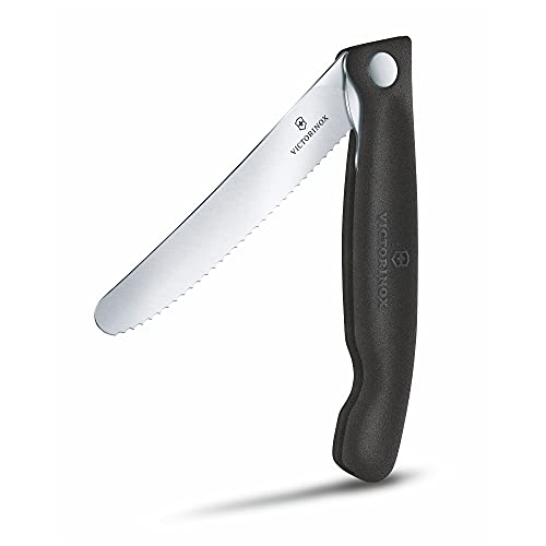 Victorinox Swiss Classic, Profi Tomaten- und Tafelmesser, Extra Scharfe Klinge, Wellenschliff, 11 cm, Rostfreier Stahl, schwarz im Sale