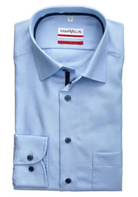 Thumbnail for Marvelis Men's Business Shirt Non-Iron Modern Fit, Long Sleeve, Kent Collar, Twill, 100% Cotton, Blue 11, 39 on Sale