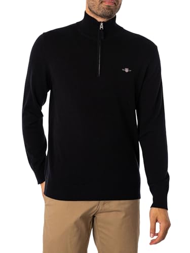 GANT Herren Classic Cotton Half Zip Pullover, Khaki Mel, im Sale
