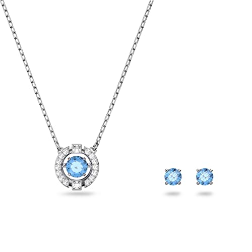 Swarovski Una Set, Round, Blue, Rhodium-plated on sale