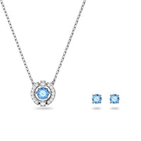 Thumbnail for Swarovski Una Set, Round, Blue, Rhodium-plated on sale