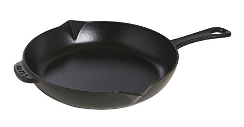 STAUB cast iron frying pan / sauté pan, 26 cm, with pouring spout, with matte black enamel on the inside of the pan, for all hob types including induction and oven, black on sale