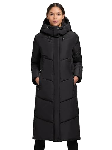 khujo Damen Wintermantel Warmer Steppmantel extra lang mit zahlreichen Taschen und großer Kapuze Sonje6-YM Dark Navy im Sale