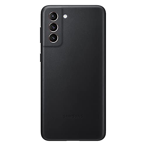 Samsung Leather Smartphone Cover EF-VG996 für Galaxy S21+ 5G Handy-Hülle, echtes Leder, Schutz Case, stoßfest, premium, Schwarz im Sale