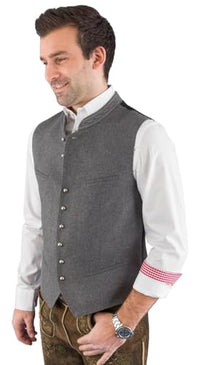 Thumbnail for Hammerschmid Trachtenweste Max grau ohne Ärmel, klassische Lodenweste für Herren, elegantes Gilet für Männer, im Sale
