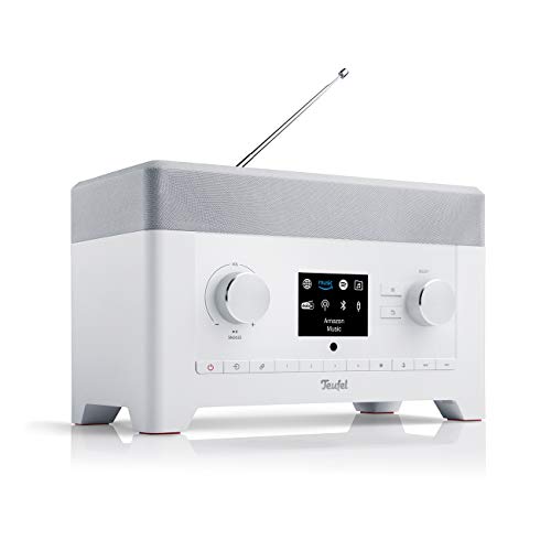 Teufel Radio 3SIXTY DAB+ Internet Radio Stereo Speaker Music 360-degree sound thanks to Dynamore Bluetooth alarm function Subwoofer Speaker White on sale