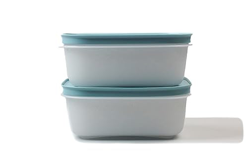 TUPPERWARE Gefrier-Behälter 450 ml (2) weiß-blau Eiskristall Behälter Kristall P 21735 im Sale