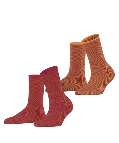 ESPRIT Damen Socken Allover Stripe Multipack W So Baumwolle gemustert 2 Paar, Rot Red Mix 0200, 39-42 im Sale