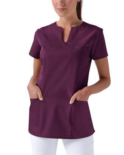 CLINIC DRESS Schlupfkasack Kasack Damen für Krankenpflege und Altenpflege 95 Grad Wäsche Länge ca 70cm Pflaume im Sale