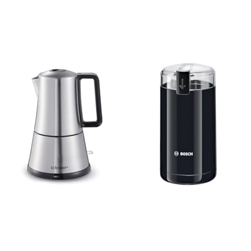Cloer 5928 Moka Maker, electric espresso maker, 3-6 cups &amp; Bosch Home Appliances TSM6A013B coffee grinder, black on sale