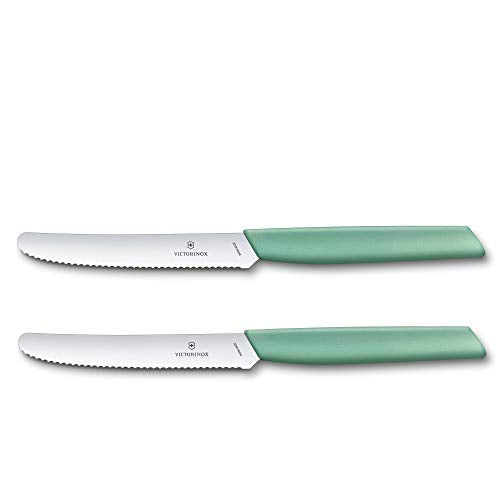 Victorinox Swiss Modern, professional vegetable knife set, 2-piece, extra-sharp blade, serrated edge, 11 cm, stainless steel, mint green on sale