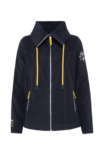 SOCCX Damen Fleecejacke mit hohem Kragen und Rücken-Print Ivory im Sale