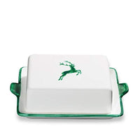 Thumbnail for GMUNDNER KERAMIK butter dish size: l= 20.5 cm xw= 14.5 cm xh= 5.7 cm green deer tableware, handmade in Austria on sale