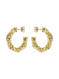 Thumbnail for Ted Baker London Tiyaa Twisted Pearl Hoop Earrings for Women (Gold/Pearl), Brass, Pearl on Sale