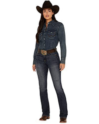 Thumbnail for ariat Women's R.E.A.L.Medium Wash High-Rise Fernanda Stretch Slim Bootcut Jeans Blue 28 REG im Sale
